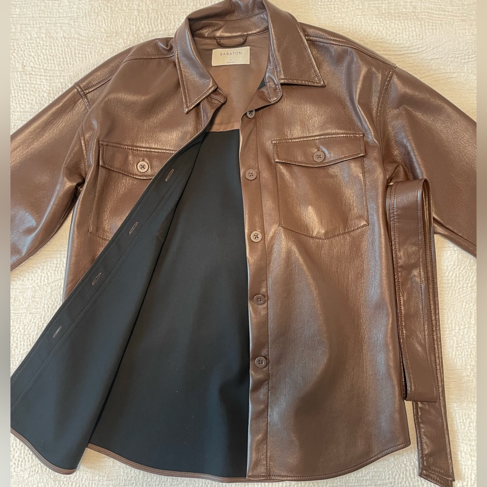 Aritzia Babaton Shirt Jacket with Belt in Brown, Size Small